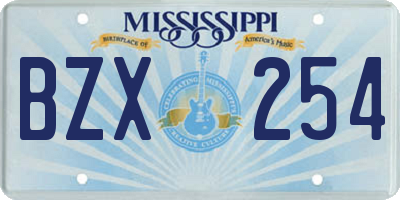 MS license plate BZX254