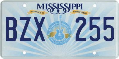 MS license plate BZX255