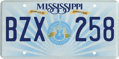 MS license plate BZX258