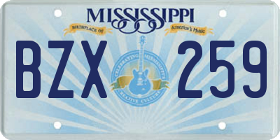 MS license plate BZX259