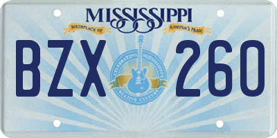 MS license plate BZX260