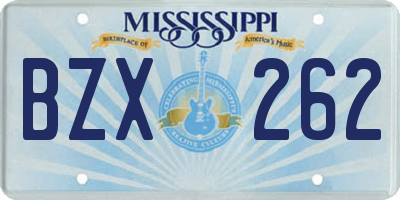 MS license plate BZX262