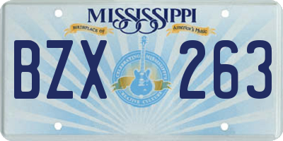 MS license plate BZX263