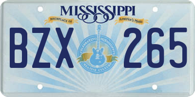 MS license plate BZX265