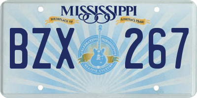 MS license plate BZX267