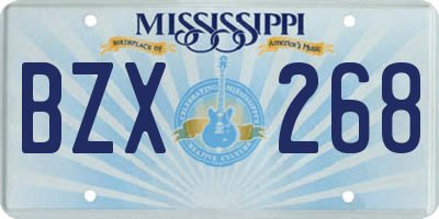MS license plate BZX268