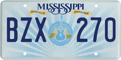 MS license plate BZX270