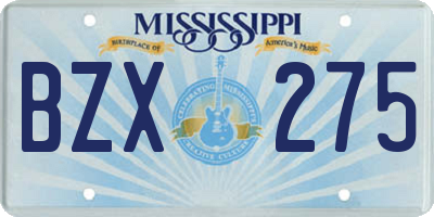 MS license plate BZX275