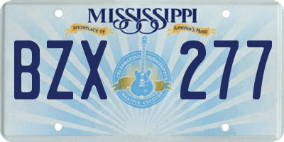 MS license plate BZX277