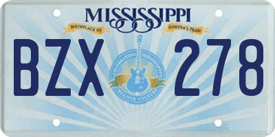 MS license plate BZX278