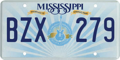MS license plate BZX279