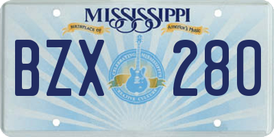 MS license plate BZX280