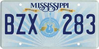 MS license plate BZX283