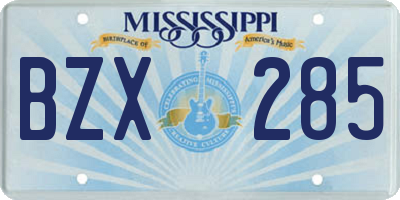 MS license plate BZX285