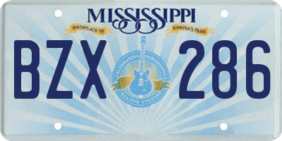 MS license plate BZX286