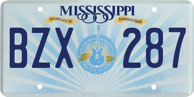 MS license plate BZX287