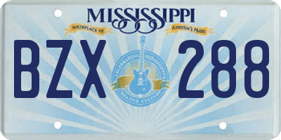 MS license plate BZX288
