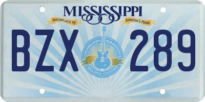 MS license plate BZX289