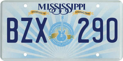 MS license plate BZX290