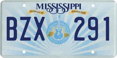 MS license plate BZX291
