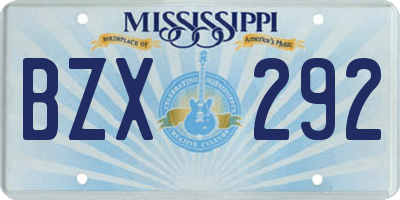 MS license plate BZX292
