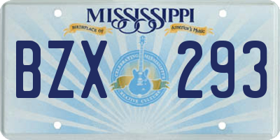 MS license plate BZX293