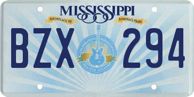 MS license plate BZX294