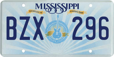 MS license plate BZX296