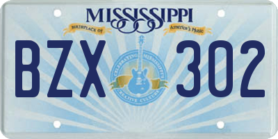 MS license plate BZX302