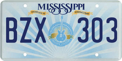 MS license plate BZX303