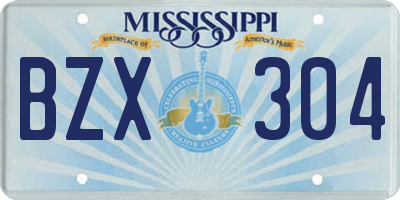 MS license plate BZX304