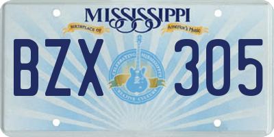 MS license plate BZX305
