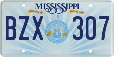 MS license plate BZX307