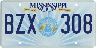 MS license plate BZX308