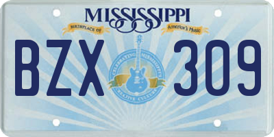 MS license plate BZX309