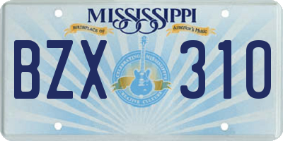 MS license plate BZX310