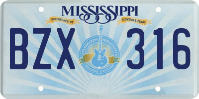MS license plate BZX316