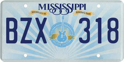 MS license plate BZX318