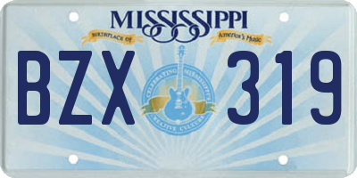 MS license plate BZX319