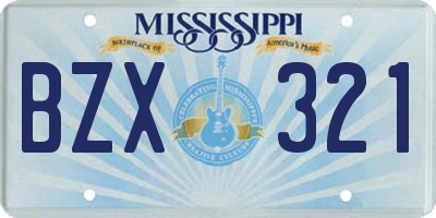 MS license plate BZX321