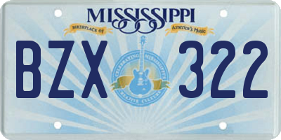 MS license plate BZX322