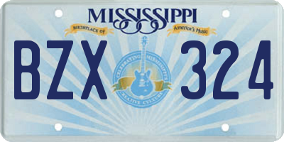 MS license plate BZX324