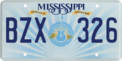 MS license plate BZX326