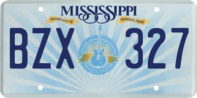 MS license plate BZX327