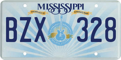 MS license plate BZX328