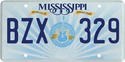 MS license plate BZX329