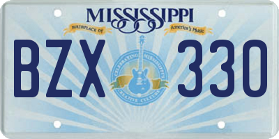 MS license plate BZX330