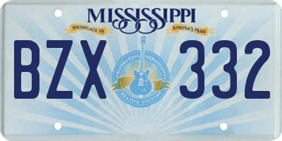 MS license plate BZX332