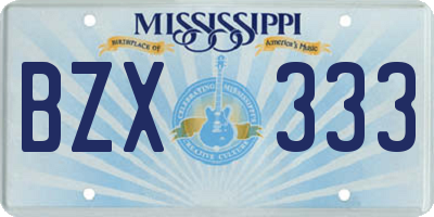 MS license plate BZX333