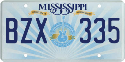 MS license plate BZX335